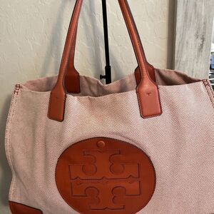 Tory Burch Ella Canvas In Rusty Knot Tote Purse Boho Modern Travel Work Office